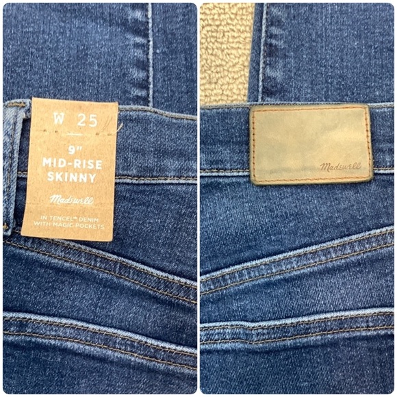 Madewell 9" Mid-Rise Skinny Jeans Medium Wash- 25- NWT - Picture 13 of 15